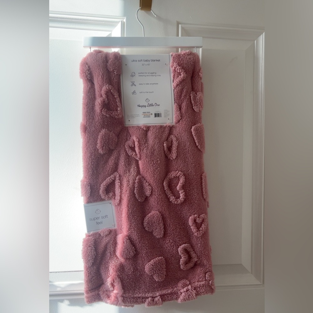 Pink Heart Patterned Baby Blanket